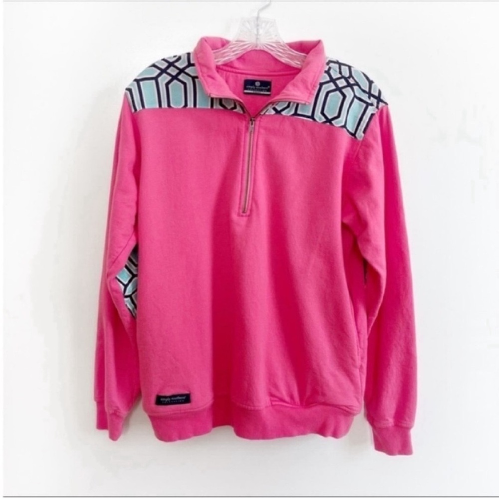 Simply Southern shirt pullover pink Baklava pattern quarter zip - Picture 3 of 9
